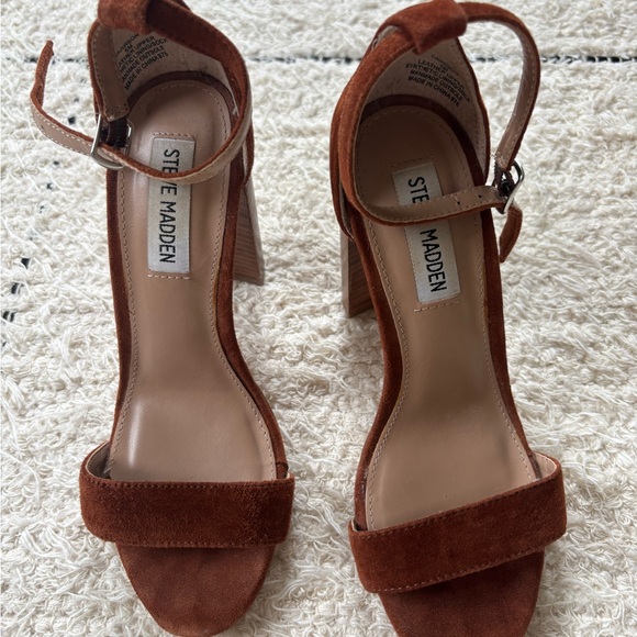 Steve Madden Carrson Chestnut Suede Ankle Strap Heels - Picture 3 of 7